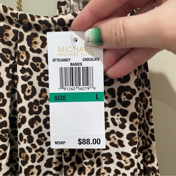 michael michael kors leopard print cold shoulder top size large - Picture 6 of 7